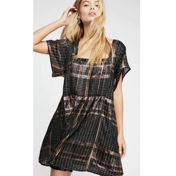 Free People Metallic Barcelona Mini Shift Small Dress - Picture 1 of 5
